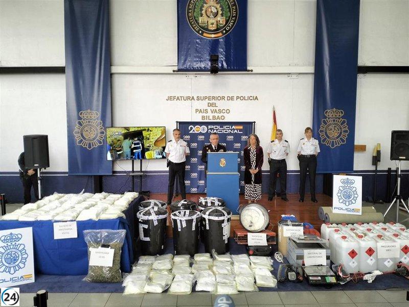Desmantelan en Zeberio un laboratorio de metanfetaminas y confiscan un histórico alijo.