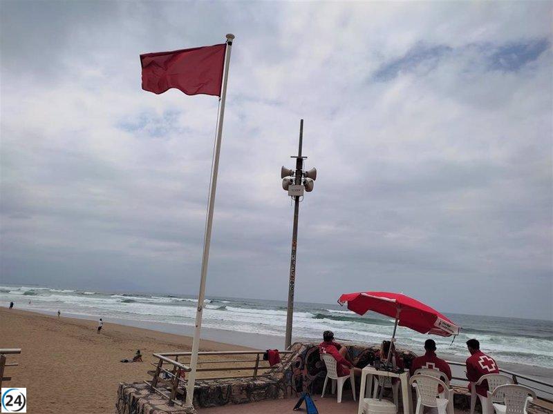 Playas vizcaínas ondean bandera roja en La Arena, Barinatxe, Arriatera-Atxabiribil, Bakio, Toña y Laga.