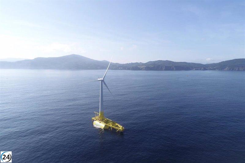 Inicia la producción de energía eólica en el mar en España con el innovador proyecto DemoSATH cerca de la costa vasca.